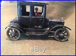 1920's BING Germany Tin Windup Ford Model T Sedan Toy Car Woman Driver Parts Car