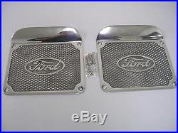 1928 1929 1930 1931 Ford Model A Polished Aluminum Step Plates w Logo + Hardware