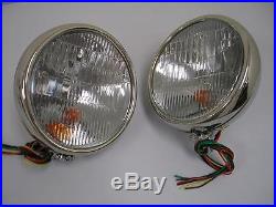 1930 1931 Ford Model A Stainless Headlights w Built in Turn Signal 9 Inch 30 31