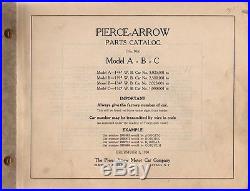 1930 Pierce-Arrow Parts Catalog Straight Eight Model A, B and C