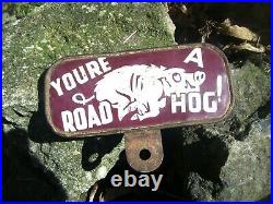 1930s Antique Automobile License Plate Topper Road Hog Vintage Chevy Trog Jalopy