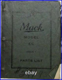 1936 Mack Truck EC Six Cylinder Chassis Model Parts Book Number 591