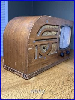 1939 Simplex Model U61T Asymmetrical Wood Tube Radio For Parts / Repair