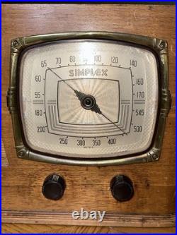 1939 Simplex Model U61T Asymmetrical Wood Tube Radio For Parts / Repair