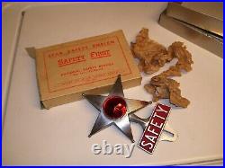 1940s Original NOS SAFETY STAR License Plate Topper Vintage Chevy Ford Jalopy vw