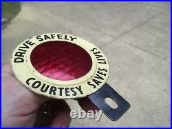 1950s Antique Auto Drive Safely license Plate topper Vintage Chevy Hot rat Rod