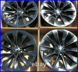 19 tesla model S SATIN black wheels rims original parts oem 4 alloys 4