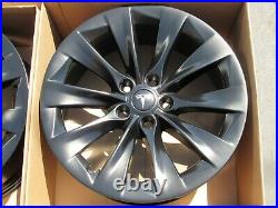 19 tesla model S SATIN black wheels rims original parts oem 4 alloys 4