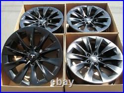 19 tesla model S SATIN black wheels rims original parts oem 4 alloys 4