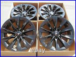19 tesla model S SATIN black wheels rims original parts oem 4 alloys 4