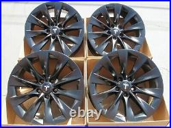 19 tesla model S SATIN black wheels rims original parts oem 4 alloys 4