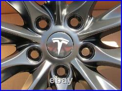 19 tesla model S SATIN black wheels rims original parts oem 4 alloys 4