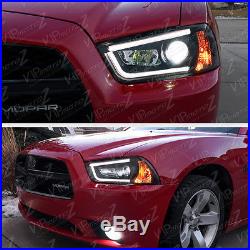 2011-2014 Dodge CHARGER Halo Angel Eyes LED Projector Black Headlight HID MODEL