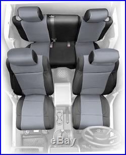 2013-2017 Jeep Wrangler Unlimited 4 Door Neoprene Seat Covers Set Black & Gray