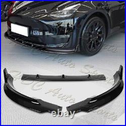 2020-2022 for Tesla Model Y STP-Style Painted Black Front Bumper Spoiler Lip 3pc