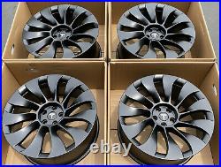 21 Tesla Model Y Wheels Rims Factory OEM Original Satin Black Tesla Parts Set 4