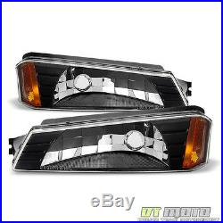 4PC 2002-2006 Chevy Avalanche Body Cladding Model Headlights+Bumper Signal Lamps