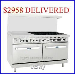 60 inch (5 foot) 6 Burner Range Top with Double 2 Oven and 24 Left side Griddle