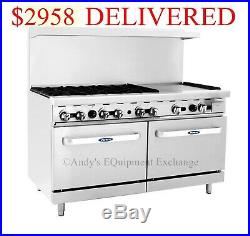 60 inch (5 foot) 6 Burner Range Top with Double Oven & 24 right side Griddle