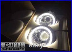 7 Inch LED Headlights + White Halo Angel Eyes Jeep Wrangler All Models 97-17