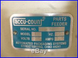 Accu count parts feeder Model 10, 17 dia x 4 deep bowl