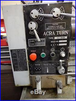 Acra Turn Lathe Model 12 x 36GH with Attachments & spare Parts S/N 19629