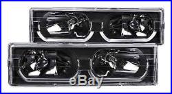 Anzo 111299 Set of 2 Black Crystal Headlights with Low Brow for Chevy/GMC Models