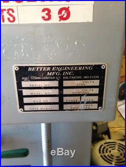BETTER ENGINEERING Model F-3000-P-7X parts washer, 1997