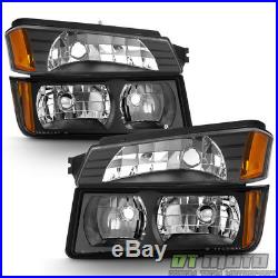 Black Headlights+Parking Lamps For Body Cladding Model 2002-2006 Chevy Avalanche