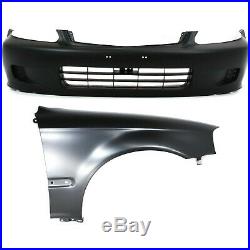 Bumper Cover Kit For 99-2000 Honda Civic Front Bumper Cover and Fender 2Pc