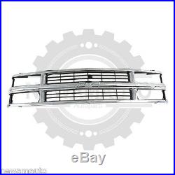 Chrome Grille withBlack Insert Fits 94-98 Chevy C/K 1500 2500 3500 Truck Composite