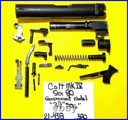 Colt 380 Government Model Blued Slide, Barrel, Trigger, Parts Lot 21-438