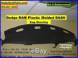 Dodge Ram Plastic Dash Cap Hard Cover 98-01 Sport & SLT Model P/U Color BLACK