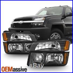 Fit 2002-2006 Chevy Avalanche Body Cladding Model Black Headlights + Bumper Set