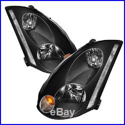 Fit Infiniti 03-05 G35 2dr Coupe D2R Xenon Models Black Replacement Headlights