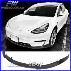 Fits 17-19 Tesla Model 3 IKON Style Front Bumper Lip Matte Black Polypropylene