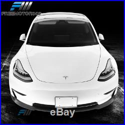 Fits 17-19 Tesla Model 3 IKON Style Front Bumper Lip Matte Black Polypropylene