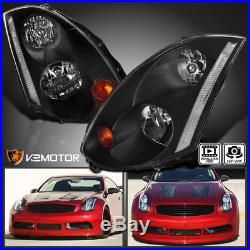 Fits 2003-2005 Infiniti G35 2Dr Coupe Factory HID Models Headlights Black Pair