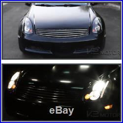 Fits 2003-2005 Infiniti G35 2Dr Coupe Factory HID Models Headlights Black Pair