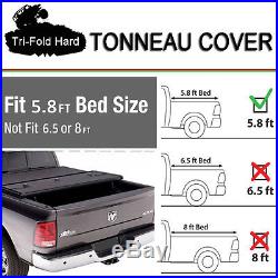 Fits 2007-2013 Chevy Silverado Lock Hard Solid Tri-Fold Tonneau Cover 5.8ft Bed