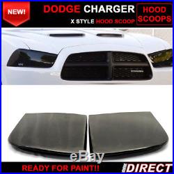 For 11-15 Dodge Charger EXcept Srt8 Model 2 Piece X Style Hood Scoops Unpainted