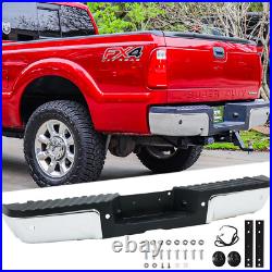For 2008-2016 Ford F250 F350 F450 Chrome Steel Rear Bumper With PARK SENSOR HOLES