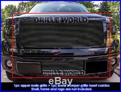 For 2009-2014 Ford F-150 Reg Model Solid Black Billet Grill Insert Combo