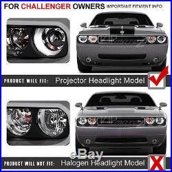 For Xenon HID Model 2008-2014 Dodge Challenger CCFL Halo Black Headlights PAIR