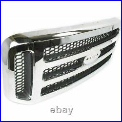 Front Bumper Chrome Steel Kit + Grille Assembly For 2005-2007 Ford F-250 F-350