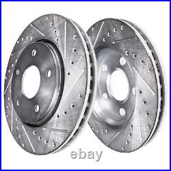 Front Drilled and Slotted Rotors Brake Pads for Dodge Ram 1500 Chrysler Aspen