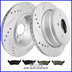 Front Rear Drilled Brake Rotors Pads Kit for Ford F-150 F150 2012 2013 2014-2020