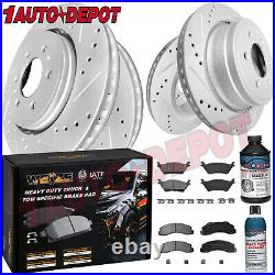 Front Rear Drilled Rotor Carbon Ceramic Brake Pad for 2012-2020 Ford F-150 6 LUG