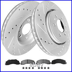 Front Rear Drilled Rotor Carbon Ceramic Brake Pad for 2012-2020 Ford F-150 6 LUG