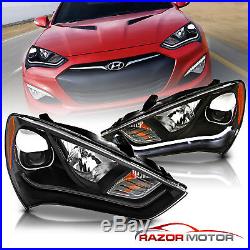 HID Model+LED BarFor 2013 2014 2015 Hyundai Genesis Coupe Black Headlights Set